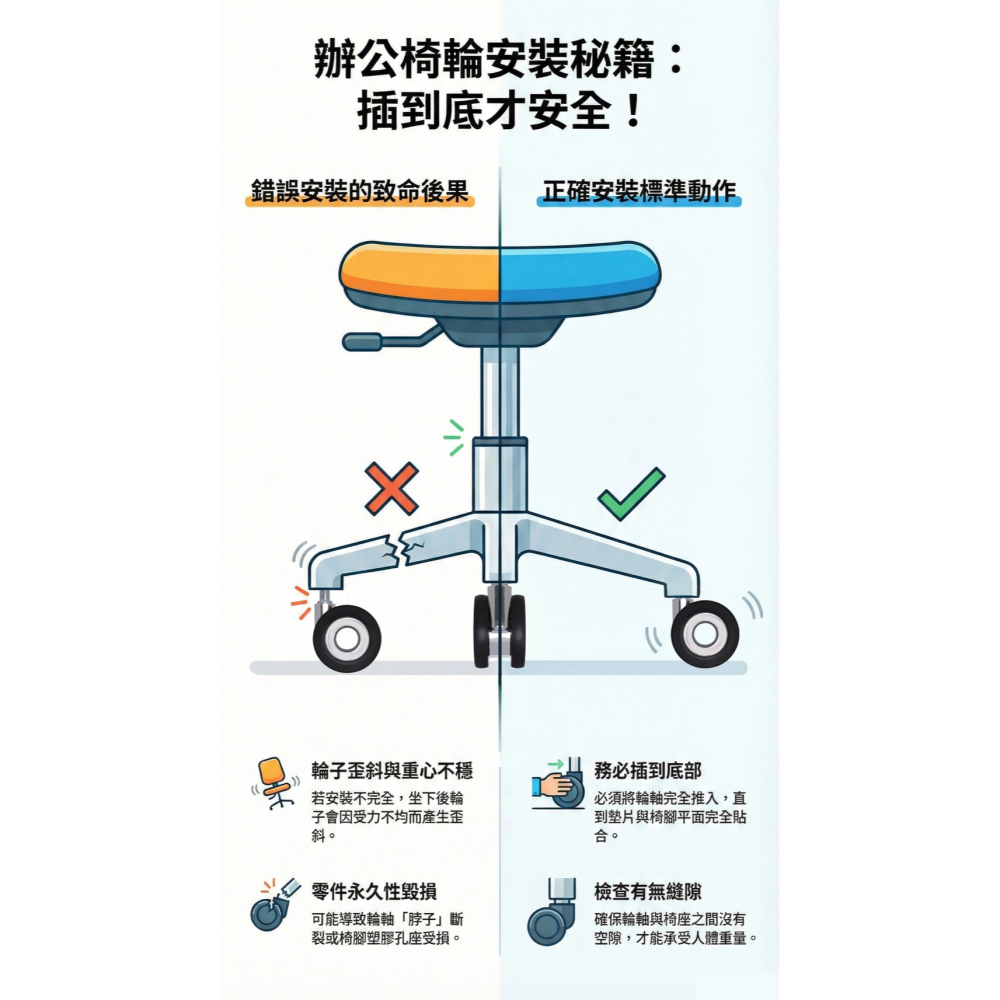 AXL靜音萬向 辦公椅替換輪 插桿式椅輪穩定型 PU 靜音輪 適用 辦公椅 電腦椅 電競椅 美容椅（5 顆／組）-細節圖9