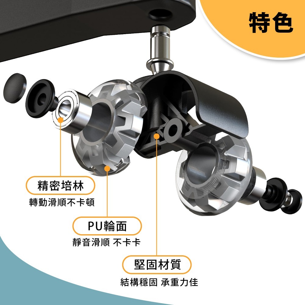 AXL靜音萬向 辦公椅替換輪 插桿式椅輪穩定型 PU 靜音輪 適用 辦公椅 電腦椅 電競椅 美容椅（5 顆／組）-細節圖5