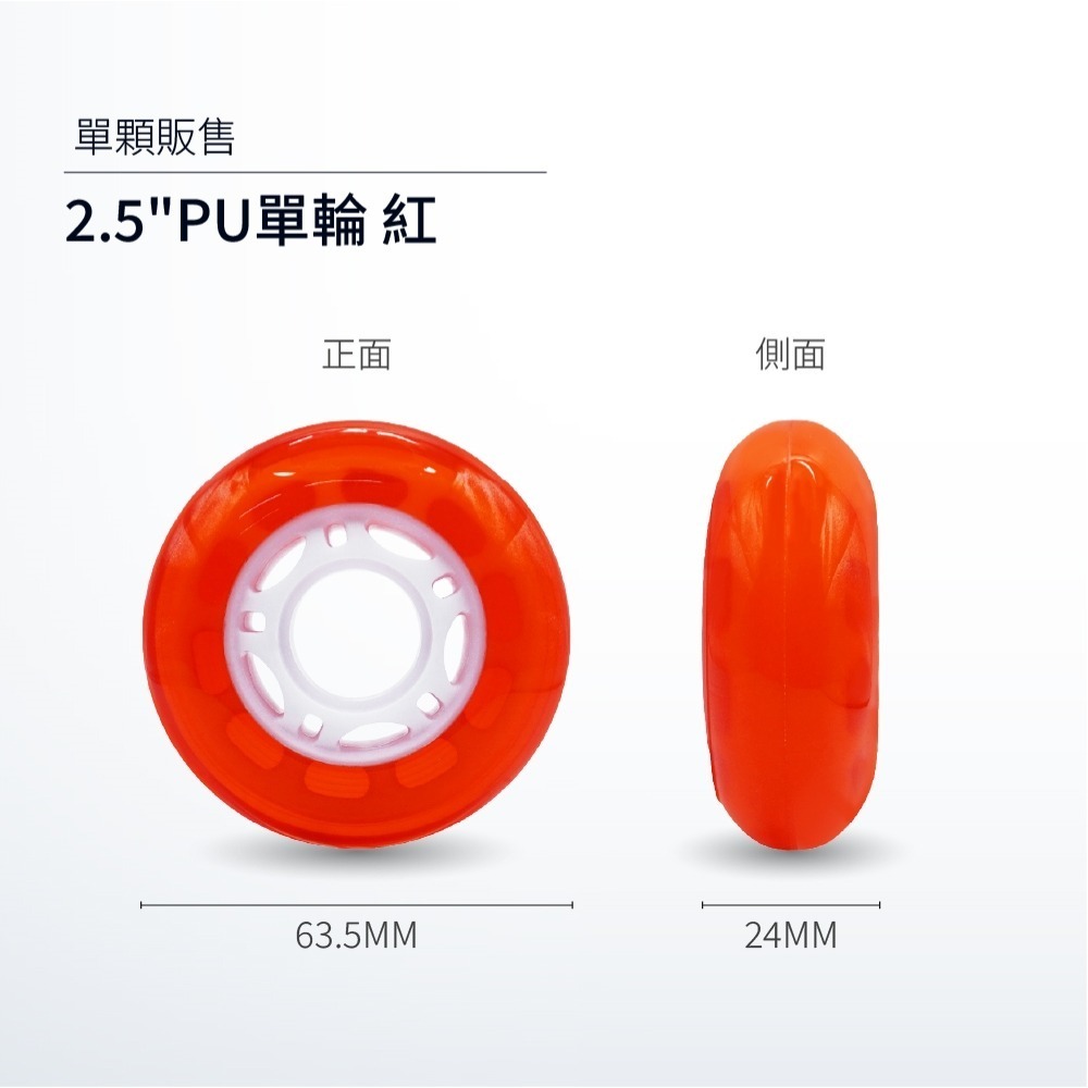 高彈性PU靜音溜冰輪 PVC直排輪2.5吋 2.8吋 3吋 含培林軸承耐磨替換輪 行李箱輪 板車輪 推車輪 手推車輪-細節圖7