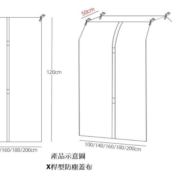 衣服防塵套 蓋布 單桿/X桿衣架防塵罩 掀開式衣服防塵罩 衣物防塵套 防塵掛式防塵-細節圖3