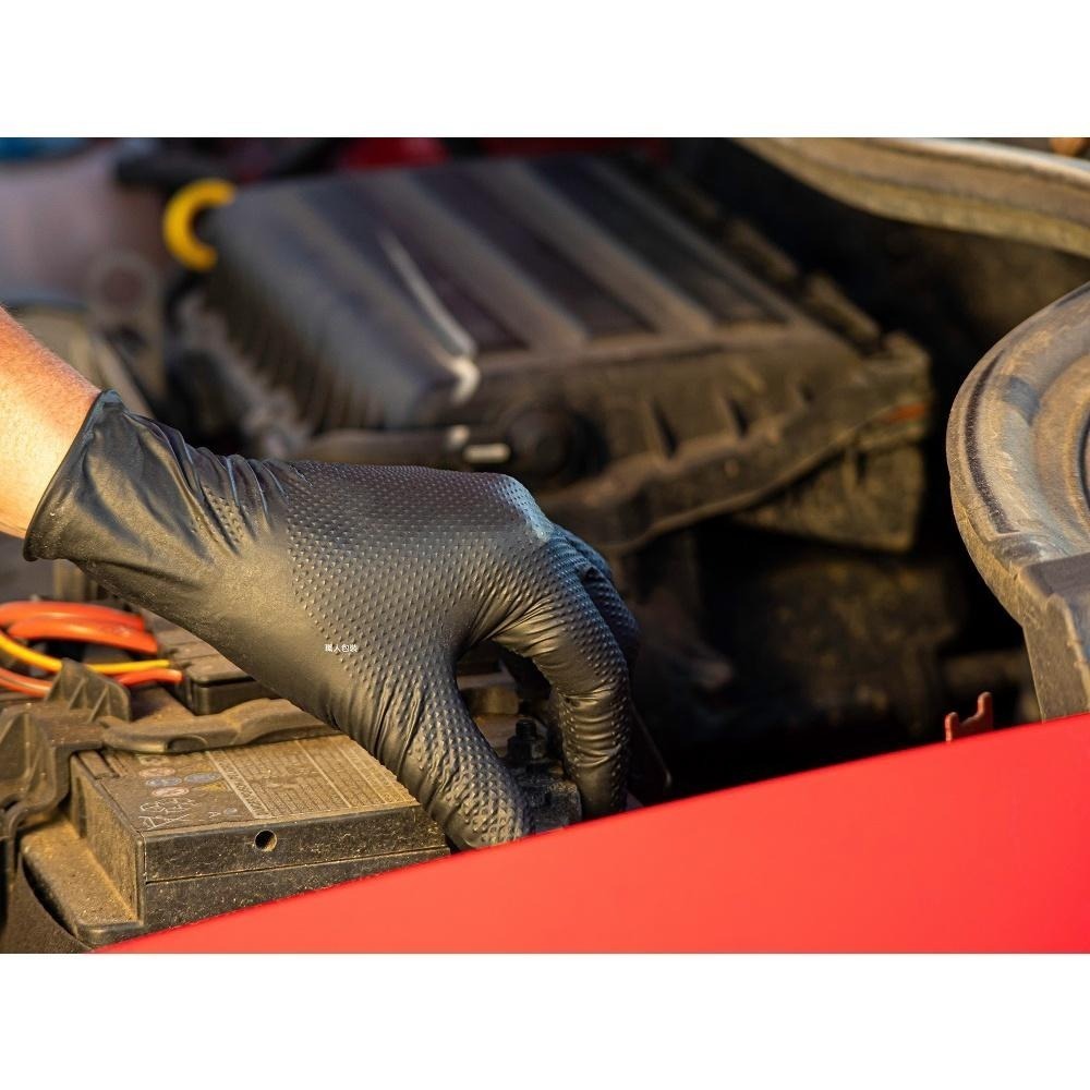 [美恆] NBR鑽石紋手套(黑色特厚款)  止滑手套 無粉手套 丁腈手套 橡膠手套 耐油手套 nitrile手套-細節圖4