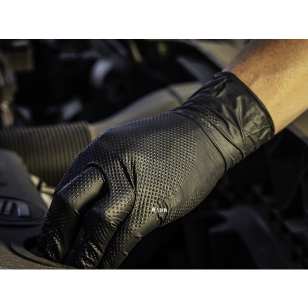 [美恆] NBR鑽石紋手套(黑色特厚款)  止滑手套 無粉手套 丁腈手套 橡膠手套 耐油手套 nitrile手套-細節圖5
