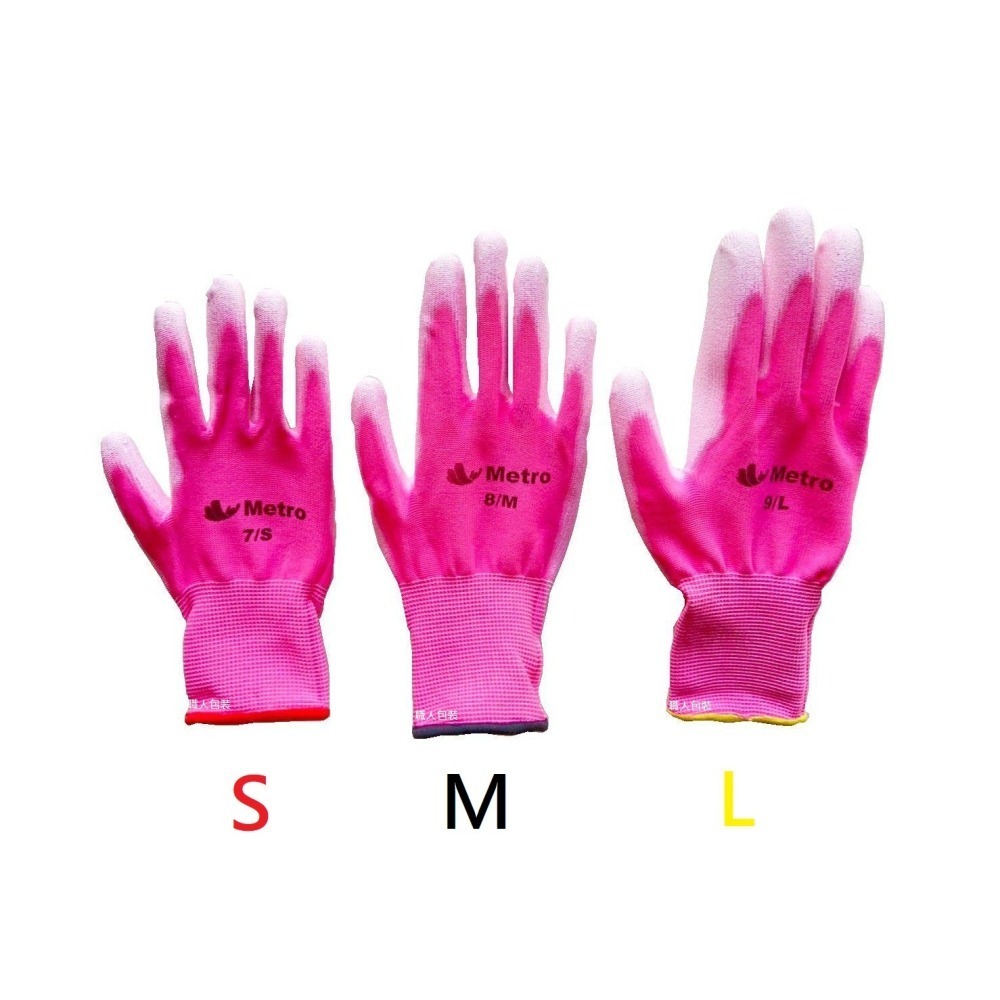 粉白PU手套 塗掌手套 工作手套 13針尼龍手套 無塵手套 防靜電手套 電子手套 園藝手套-細節圖3