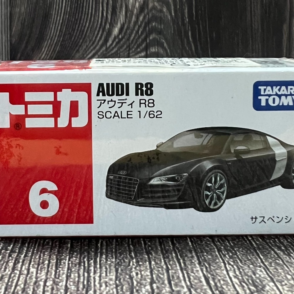 《HT》絕版TOMICA 多美小汽車 NO6 奧迪 AUDI R8 跑車普通467441+初回新車貼 466444-細節圖2