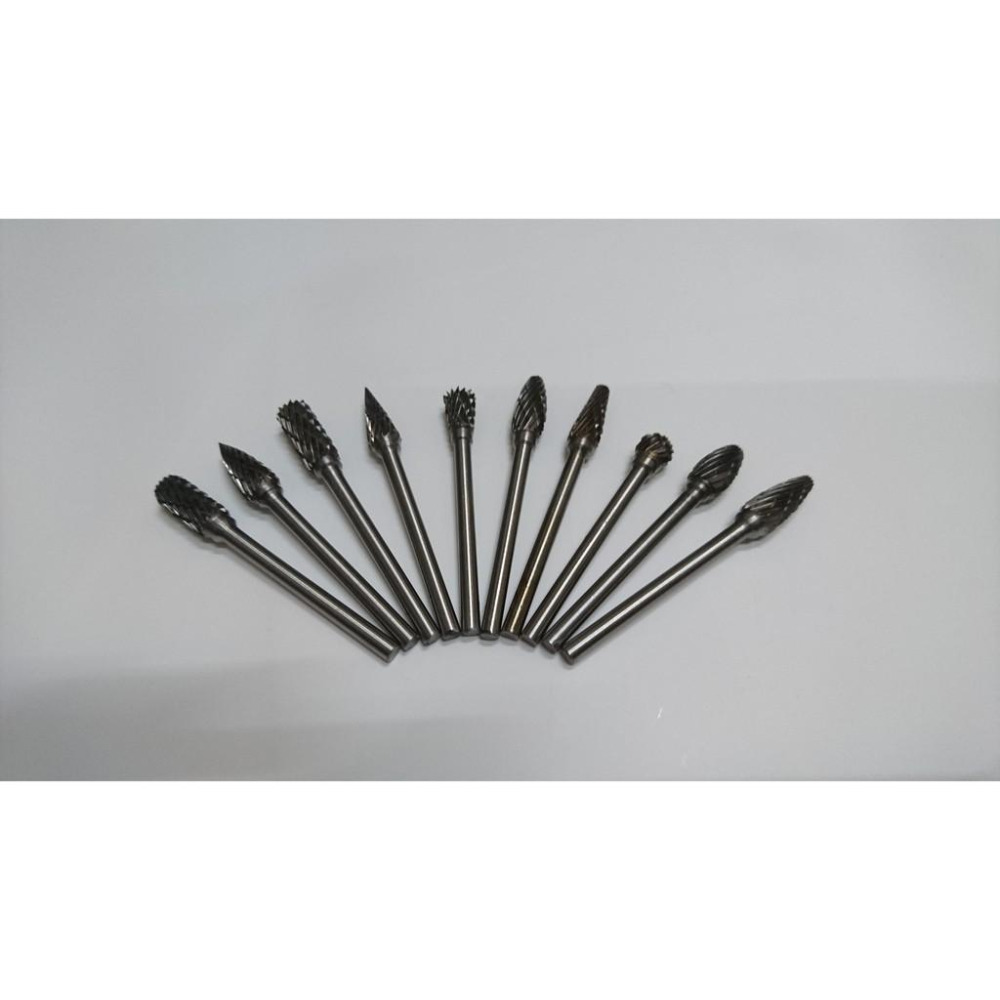 雙紋 鎢鋼銑刀 3*6mm 硬質合金旋轉銼  10隻盒裝 3x6mm 磨頭鑽孔 修邊切割滾刀-細節圖2