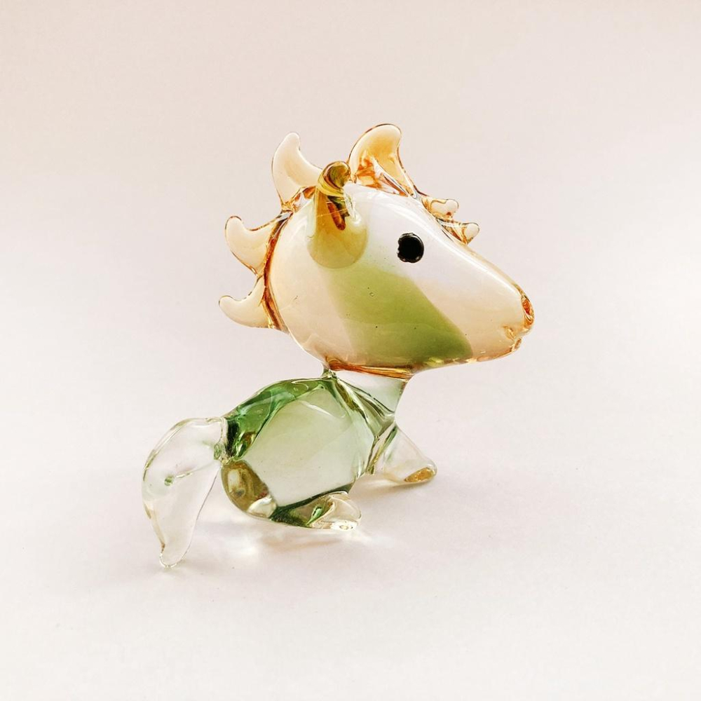 New 純手工燒製 水晶玻璃 Q版大頭十二生肖-馬 琉璃 擺飾-細節圖2