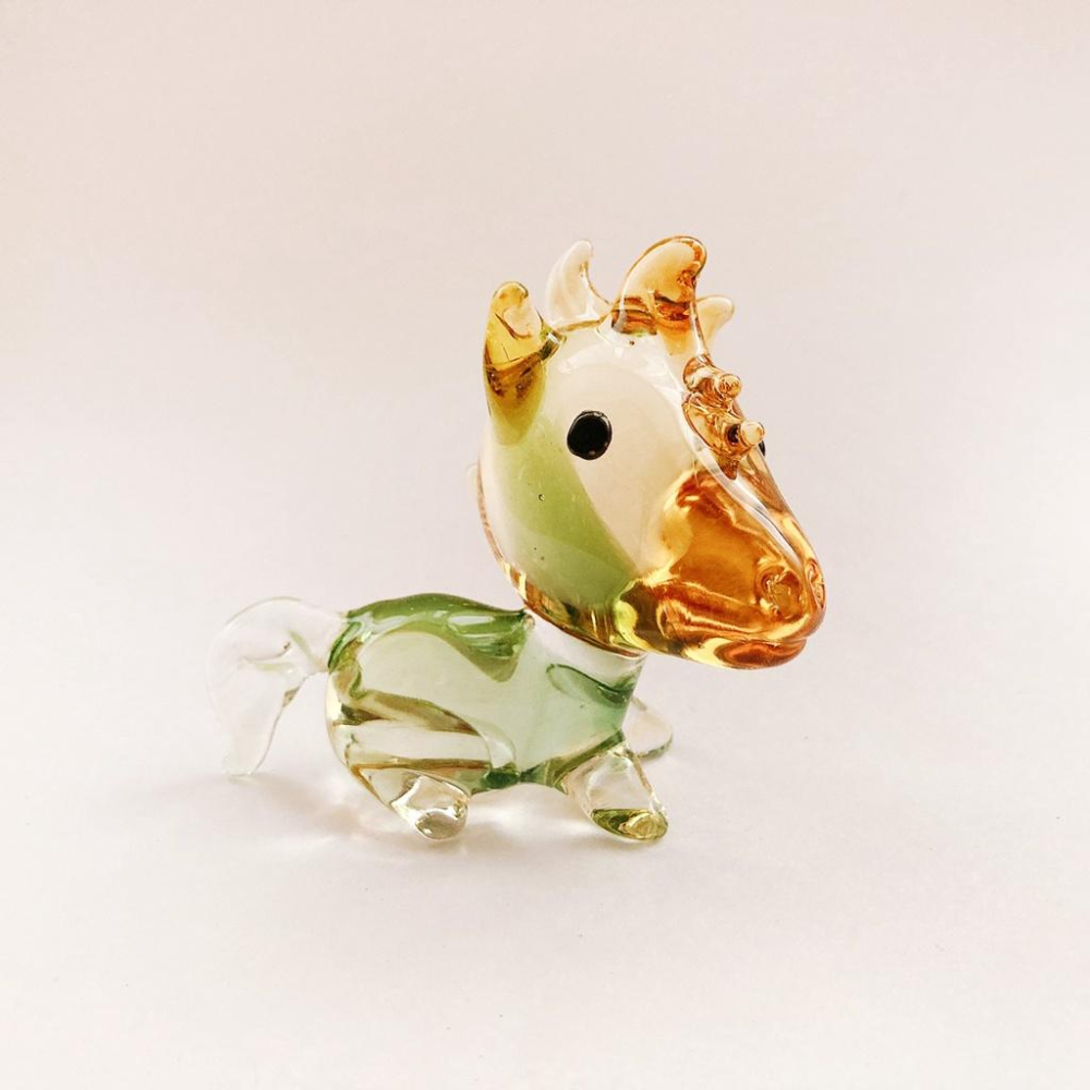 New 純手工燒製 水晶玻璃 Q版大頭十二生肖-馬 琉璃 擺飾-細節圖3