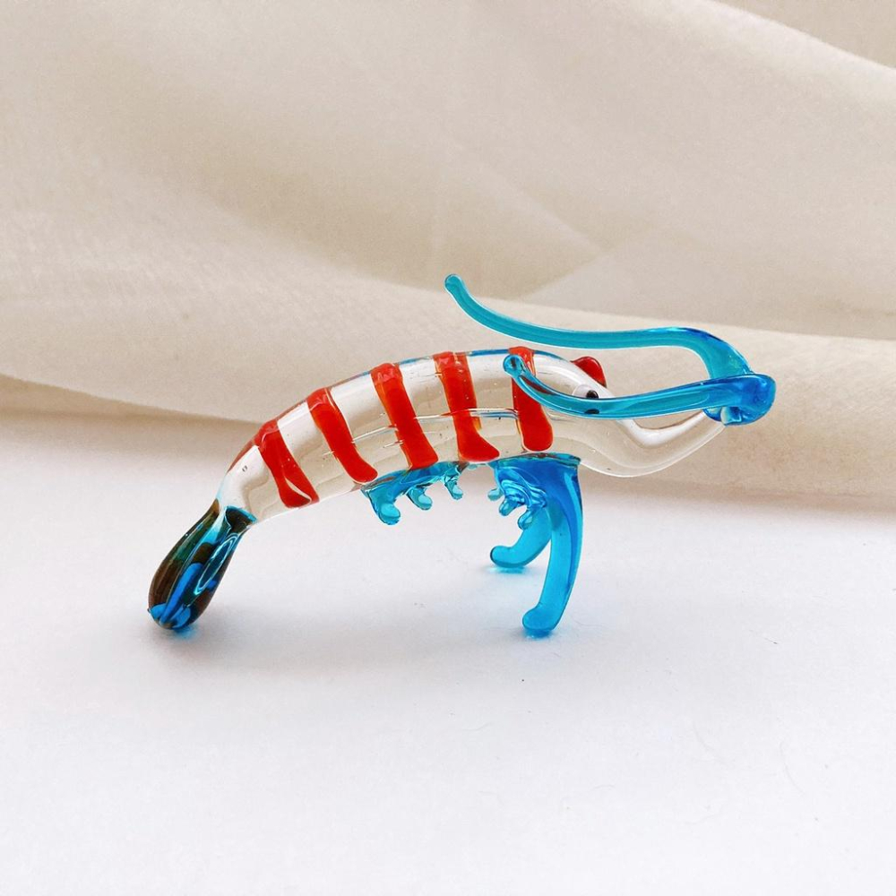 New 純手工燒製 水晶玻璃 鮮美海味蝦系列 琉璃 擺飾-細節圖3