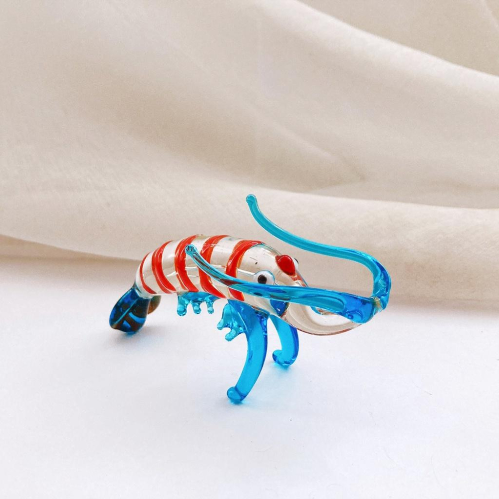 New 純手工燒製 水晶玻璃 鮮美海味蝦系列 琉璃 擺飾-細節圖4