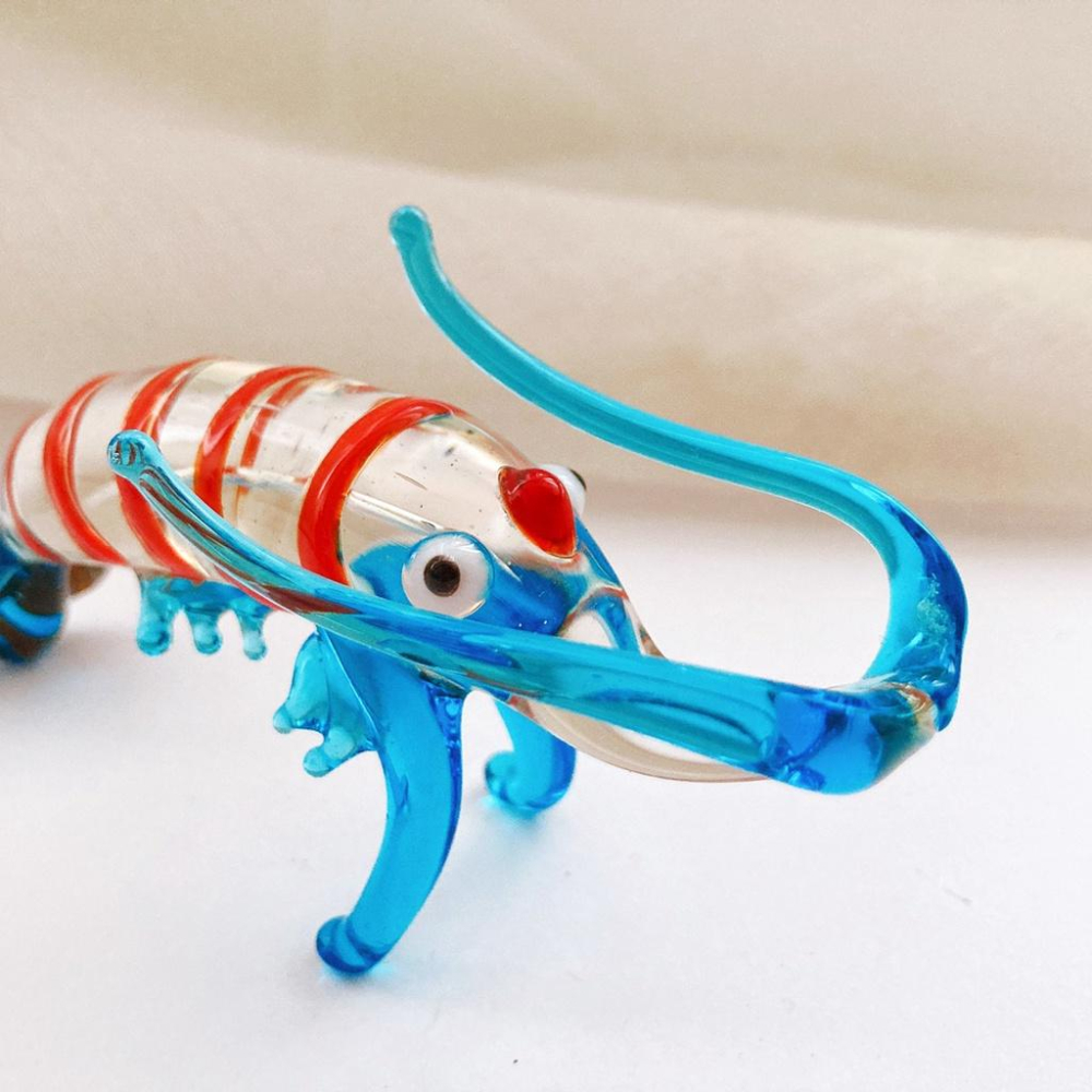 New 純手工燒製 水晶玻璃 鮮美海味蝦系列 琉璃 擺飾-細節圖6