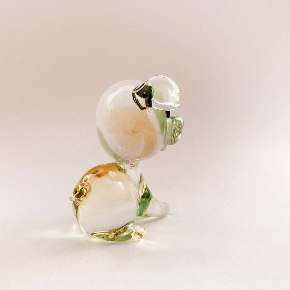 New 純手工燒製 水晶玻璃 Q版大頭十二生肖-豬 琉璃 擺飾-細節圖3