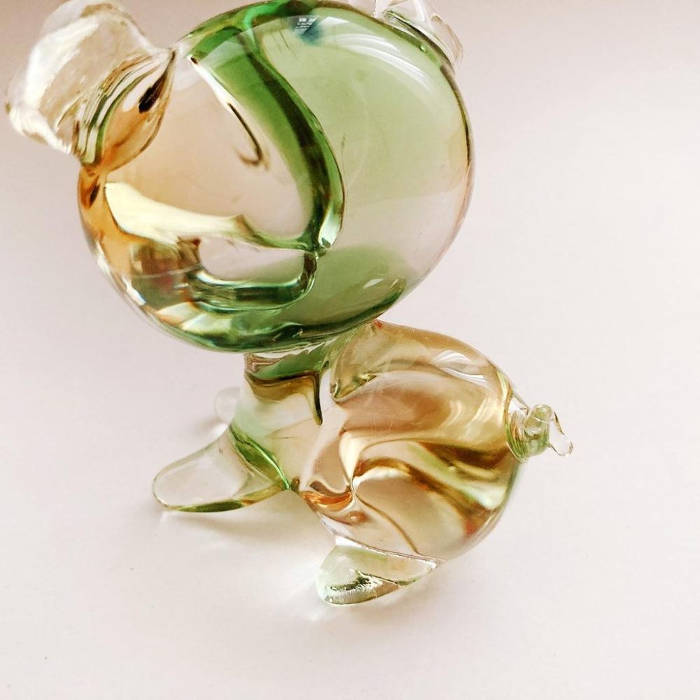 New 純手工燒製 水晶玻璃 Q版大頭十二生肖-豬 琉璃 擺飾-細節圖5