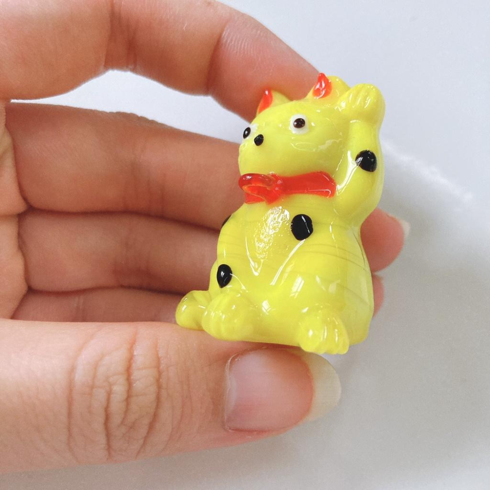 New玻璃製 吉祥福氣 圓點招財貓 一組2隻 純手工燒製系列 琉璃-細節圖6