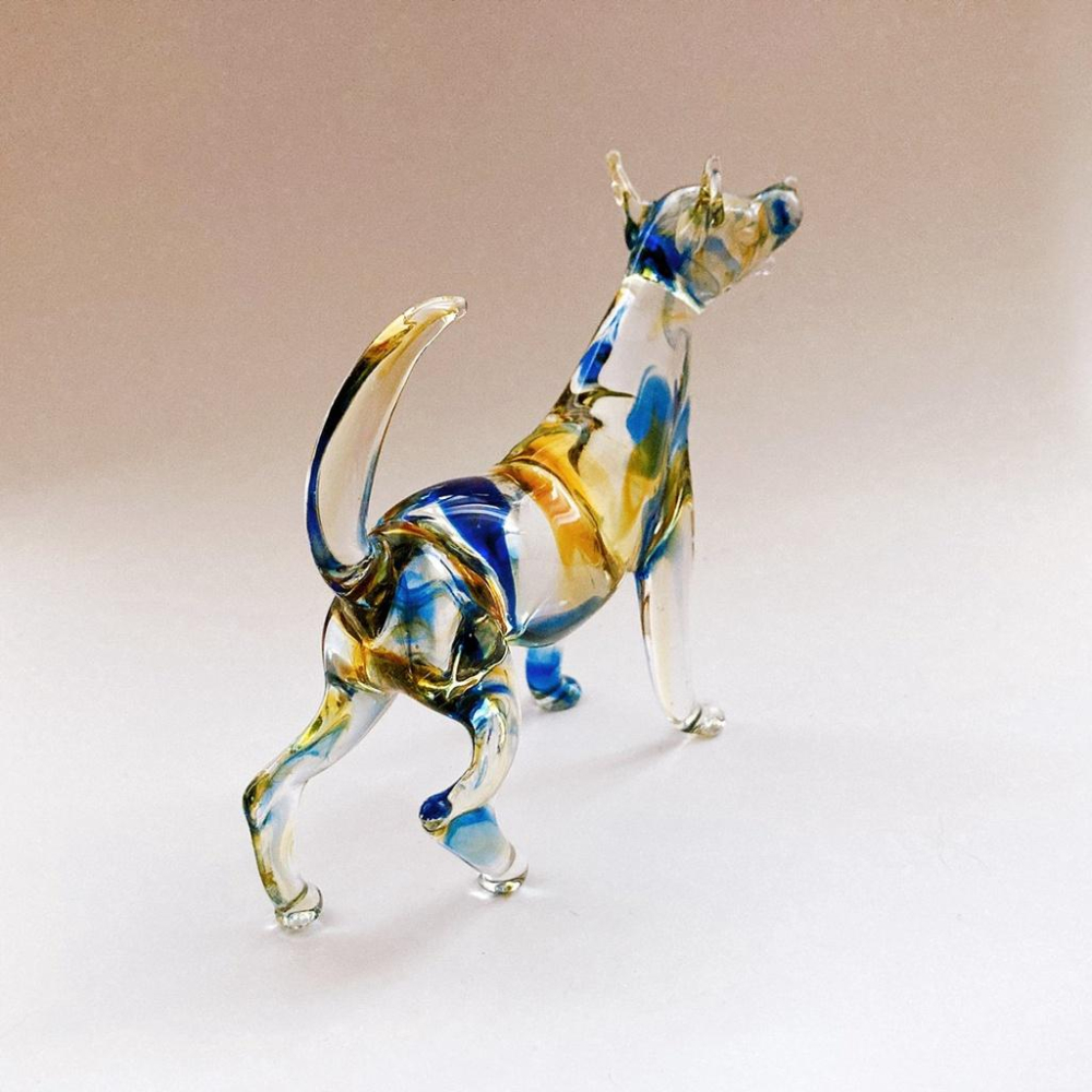 New 純手工燒製 絕美七彩暈染水晶玻璃 旺旺狗來富系列 琉璃 擺飾-細節圖5
