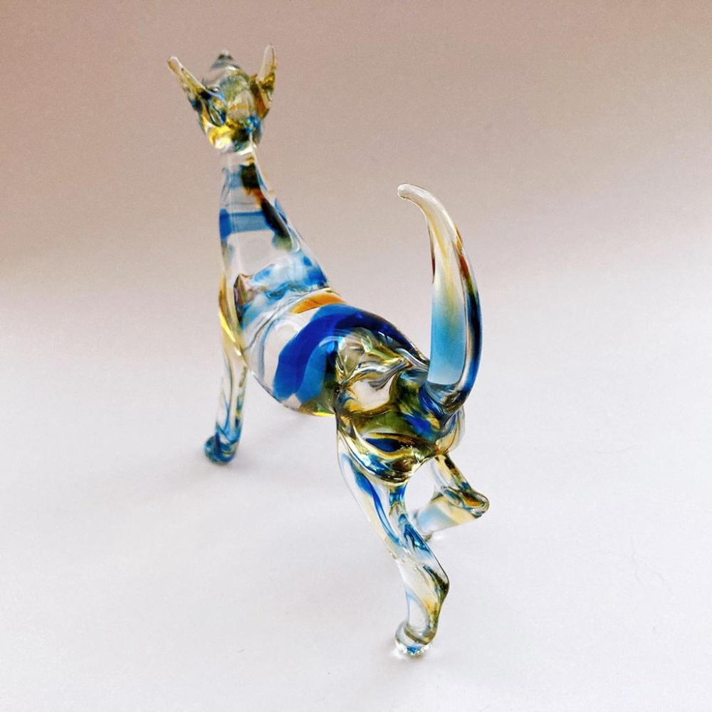 New 純手工燒製 絕美七彩暈染水晶玻璃 旺旺狗來富系列 琉璃 擺飾-細節圖8