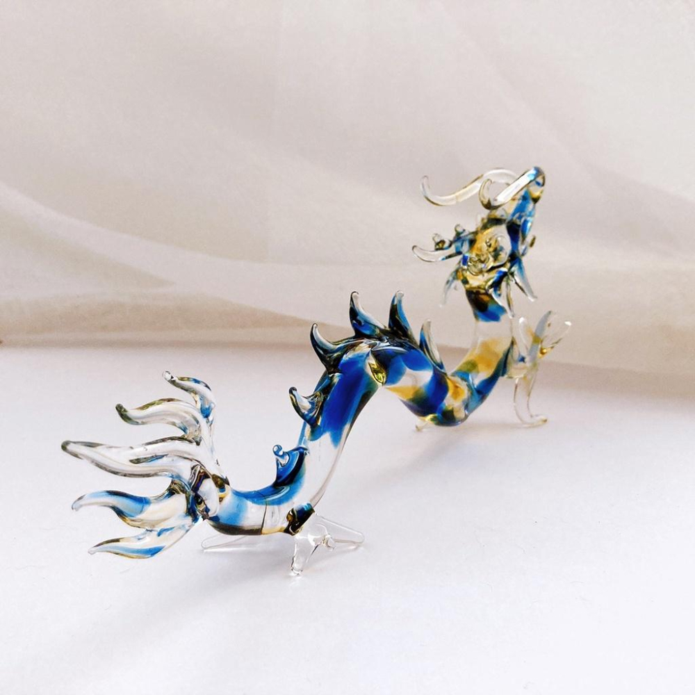 New 純手工燒製 絕美七彩暈染水晶玻璃 祥龍獻瑞系列 琉璃 擺飾-細節圖3