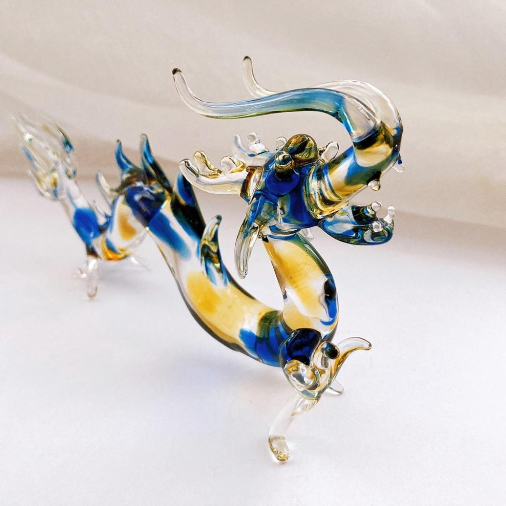 New 純手工燒製 絕美七彩暈染水晶玻璃 祥龍獻瑞系列 琉璃 擺飾-細節圖5