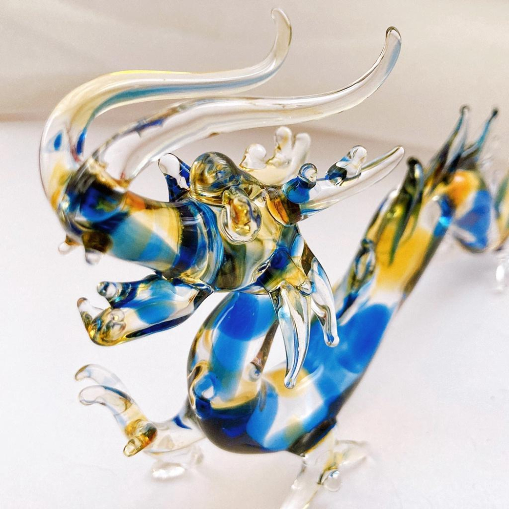 New 純手工燒製 絕美七彩暈染水晶玻璃 祥龍獻瑞系列 琉璃 擺飾-細節圖6