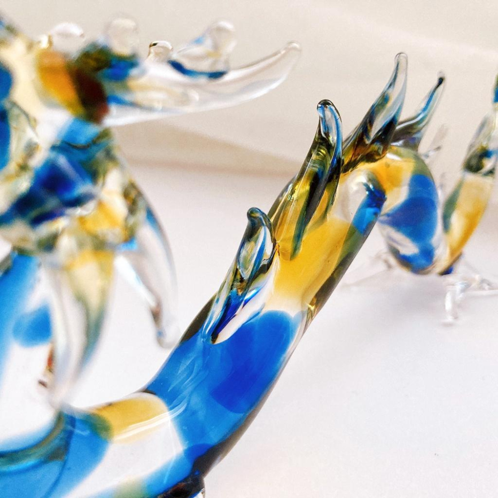 New 純手工燒製 絕美七彩暈染水晶玻璃 祥龍獻瑞系列 琉璃 擺飾-細節圖7