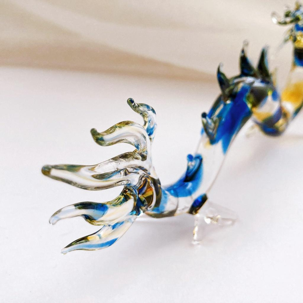 New 純手工燒製 絕美七彩暈染水晶玻璃 祥龍獻瑞系列 琉璃 擺飾-細節圖8