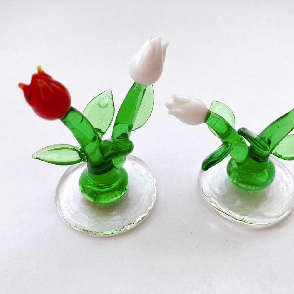 New玻璃製 美麗花語 鬱金香 一組2隻 純手工燒製系列 琉璃 擺件-細節圖3