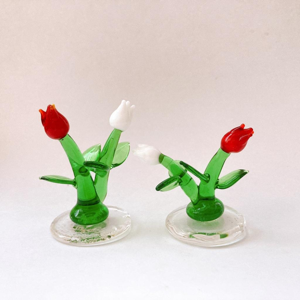 New玻璃製 美麗花語 鬱金香 一組2隻 純手工燒製系列 琉璃 擺件-細節圖4