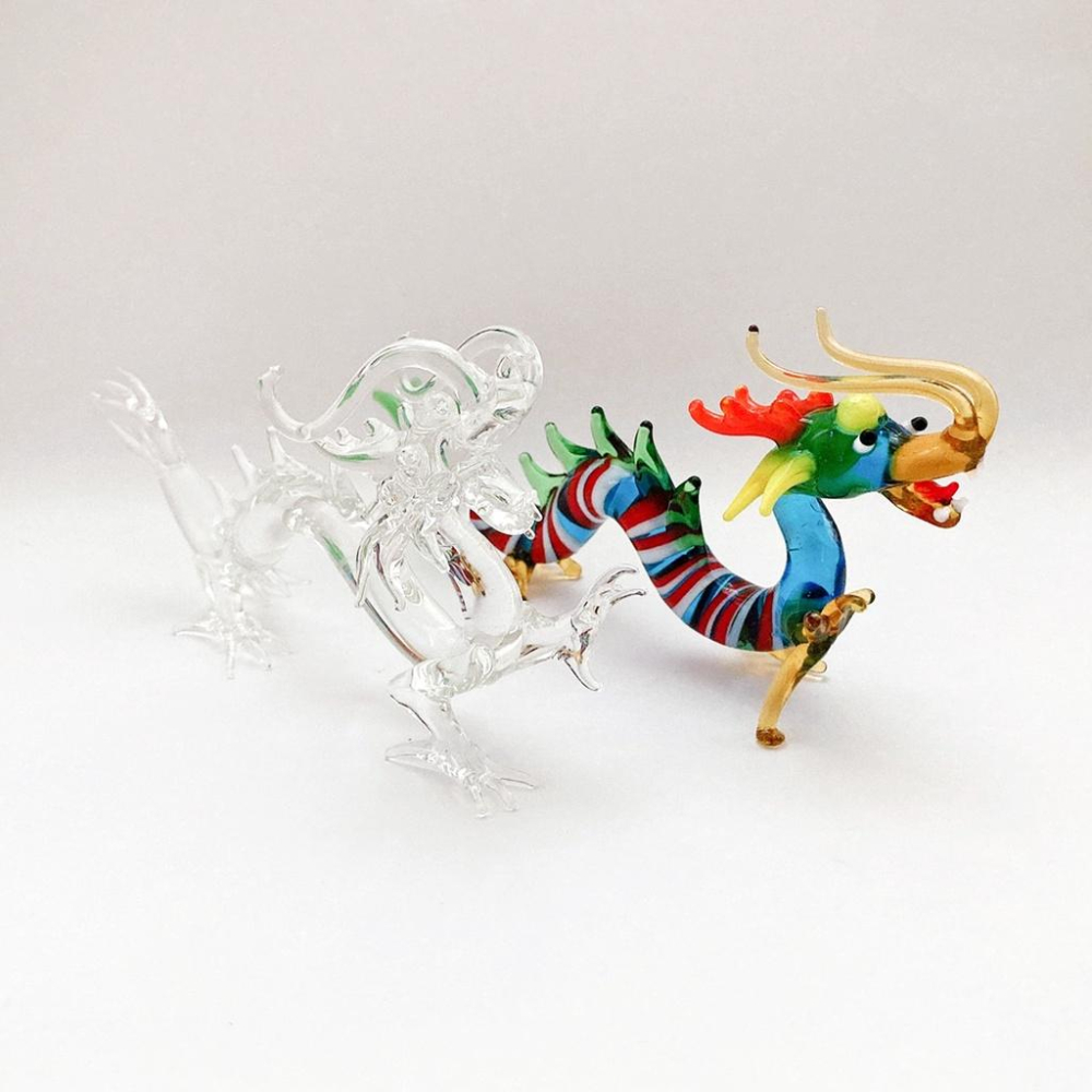 New 純手工燒製 絕美七彩水晶玻璃 吉祥龍 系列 琉璃 擺飾-細節圖2