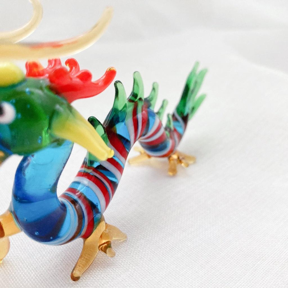 New 純手工燒製 絕美七彩水晶玻璃 吉祥龍 系列 琉璃 擺飾-細節圖6