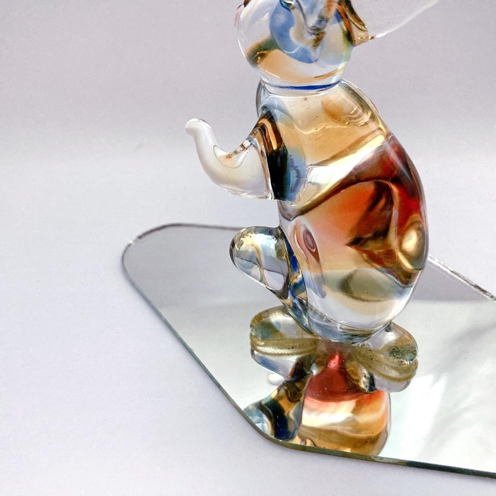 New 純手工燒製絕美七彩暈染水晶玻璃 圓滿如意兔系列 附鏡 琉璃 擺飾-細節圖6