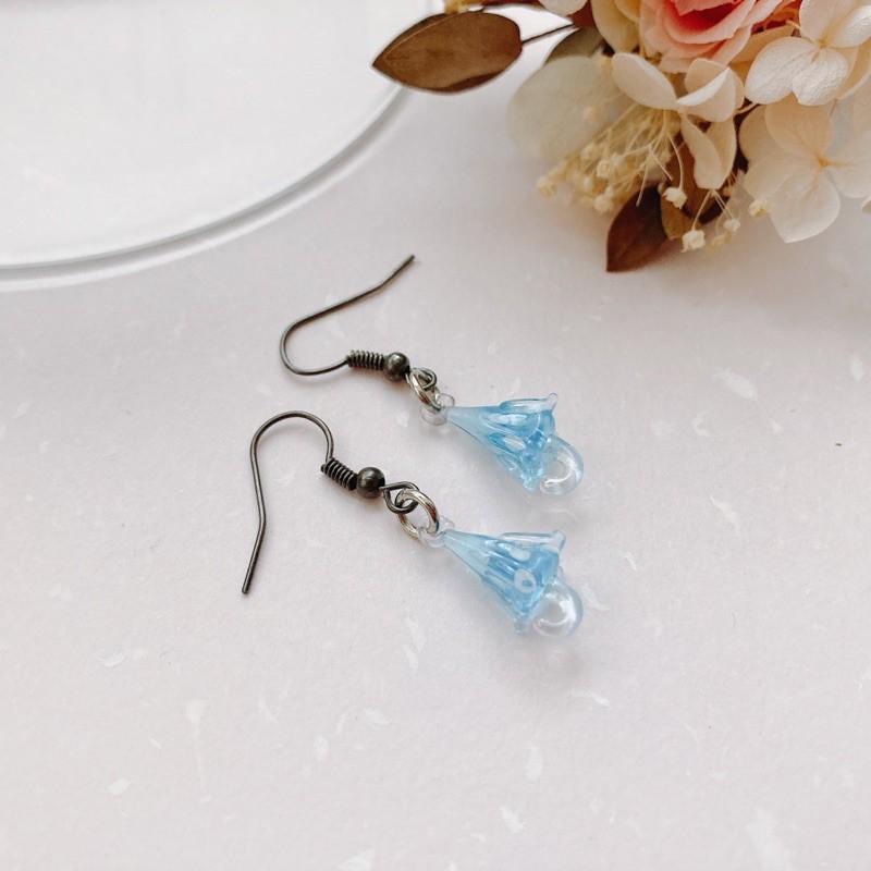 新上市★手工燒製 玻璃製 琉璃 雨水點點雨傘 耳環 耳飾-細節圖5