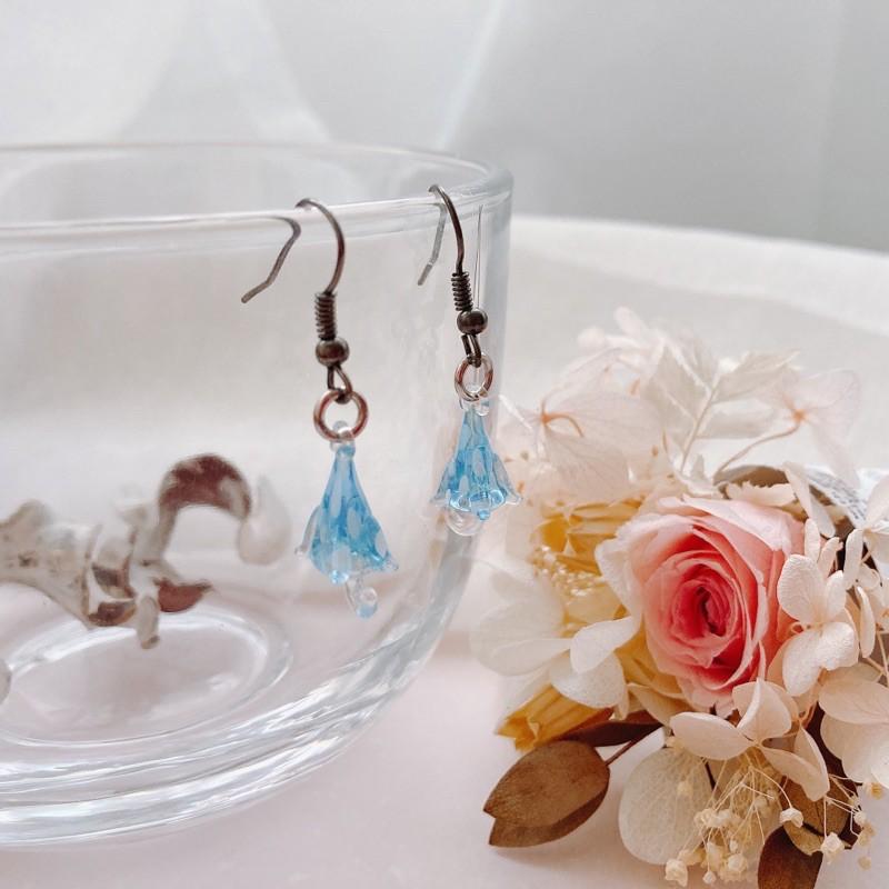 新上市★手工燒製 玻璃製 琉璃 雨水點點雨傘 耳環 耳飾-細節圖7