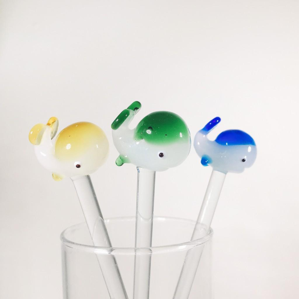最後現貨★ 純手工燒製 圓滾滾鯨魚 玻璃攪拌棒 琉璃 現貨-細節圖2