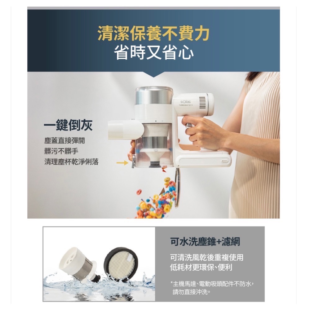 Solac SMT-081W S11 電動濕拖無線吸塵器-細節圖9