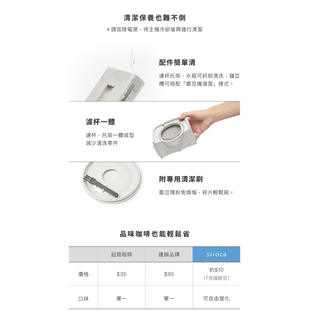 現貨‼️Siroca SC-C2510 全自動石臼式研磨咖啡機 淺灰色-細節圖9