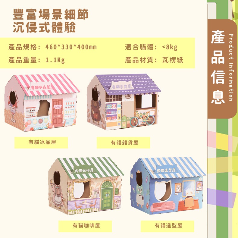 【喵的咧選物】貓抓屋 貓抓窩 店面造型貓屋 紙箱屋 貓抓板【台灣現貨】-細節圖3