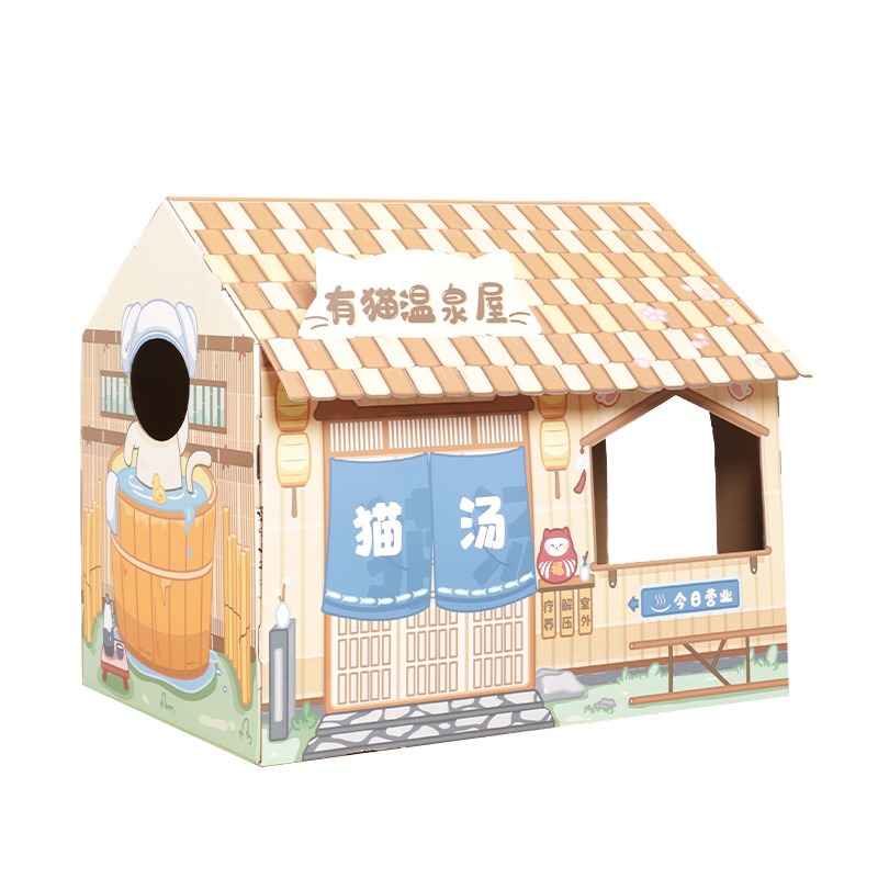 【喵的咧選物】貓抓屋 貓抓窩 店面造型貓屋 紙箱屋 貓抓板【台灣現貨】-規格圖1