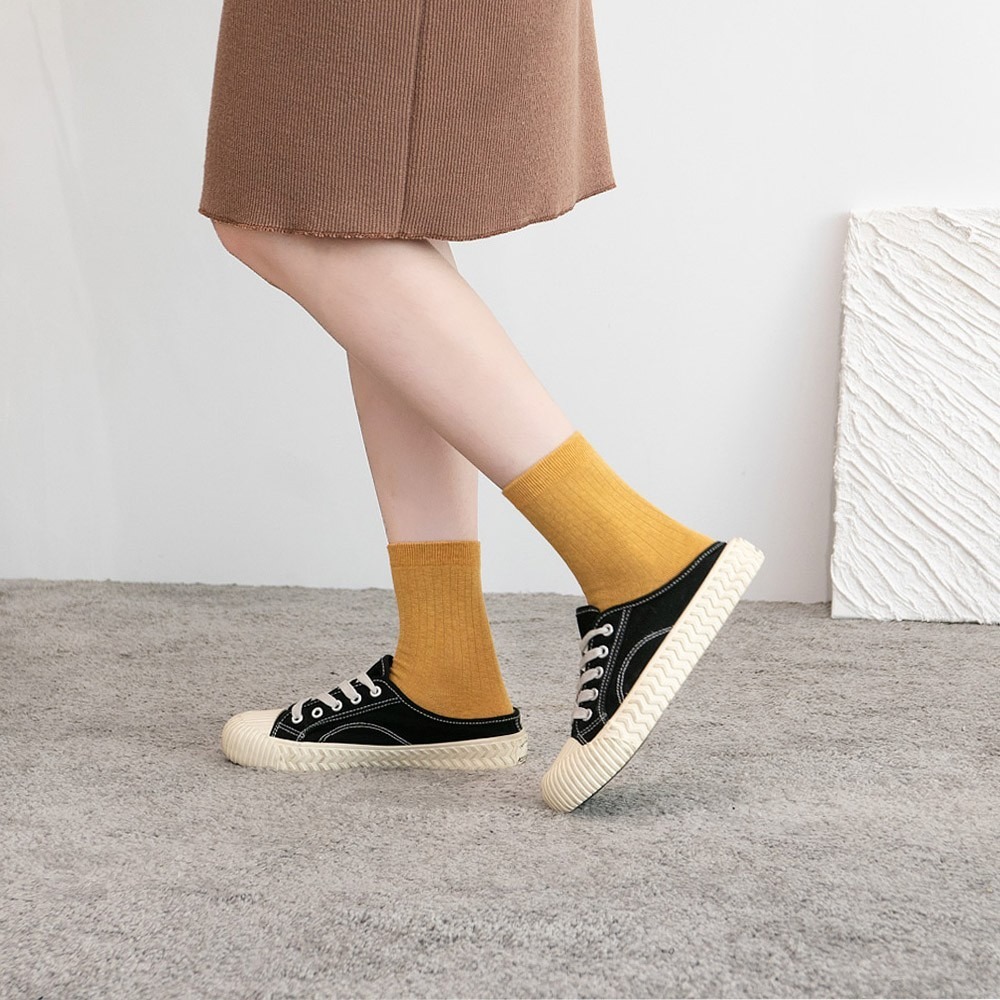 AHUA阿華有事嗎 韓國襪子 糖果純色條紋中筒襪 素色長襪［現貨］ K0155 百搭素襪 韓妞必備 素色基本款-細節圖6