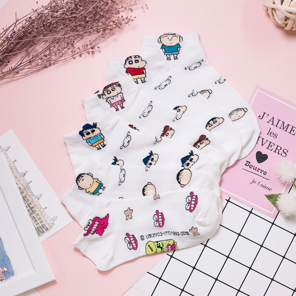 AHUA阿華有事嗎  韓國襪子 站好站滿版蠟筆小新短襪 K0336 正韓少女襪 韓妞必備 百搭純棉襪 素色襪子-細節圖3