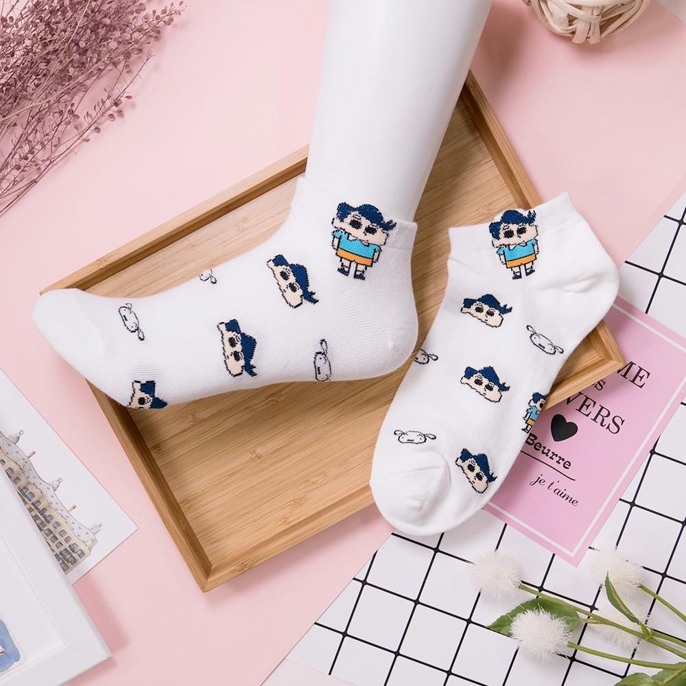 AHUA阿華有事嗎  韓國襪子 站好站滿版蠟筆小新短襪 K0336 正韓少女襪 韓妞必備 百搭純棉襪 素色襪子-細節圖4