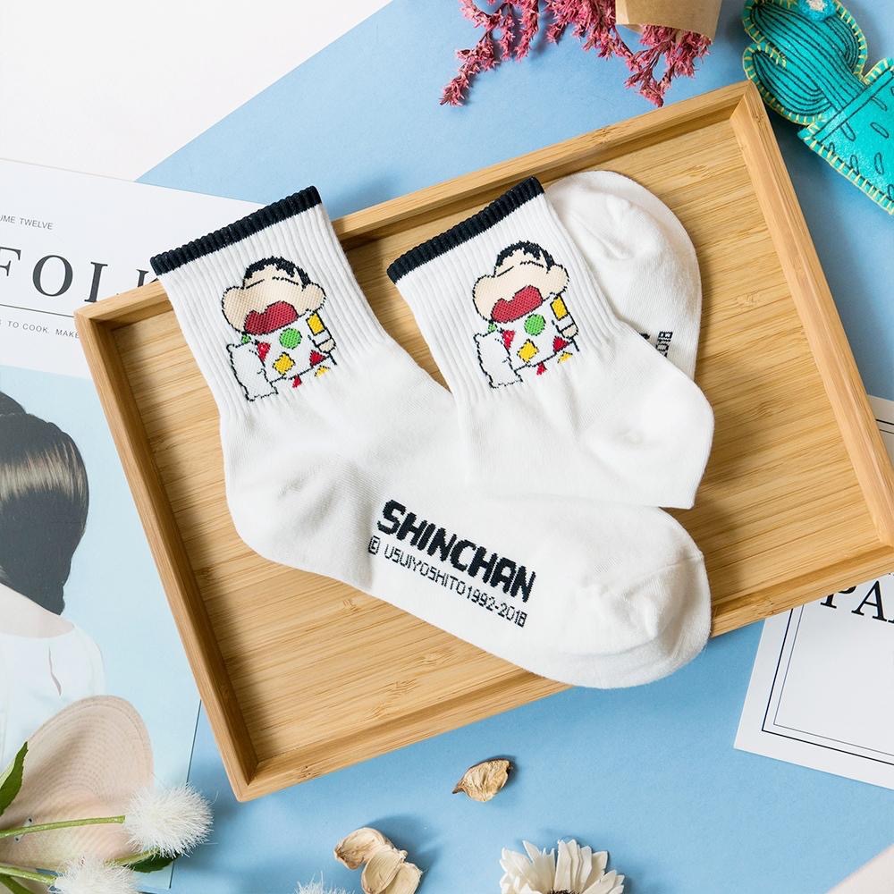 AHUA 韓國襪子 蠟筆小新睡衣圖案中筒襪 K0354  現貨 女生襪子 女襪 卡通襪 蠟筆小新襪子 白襪 阿華有事嗎-細節圖8