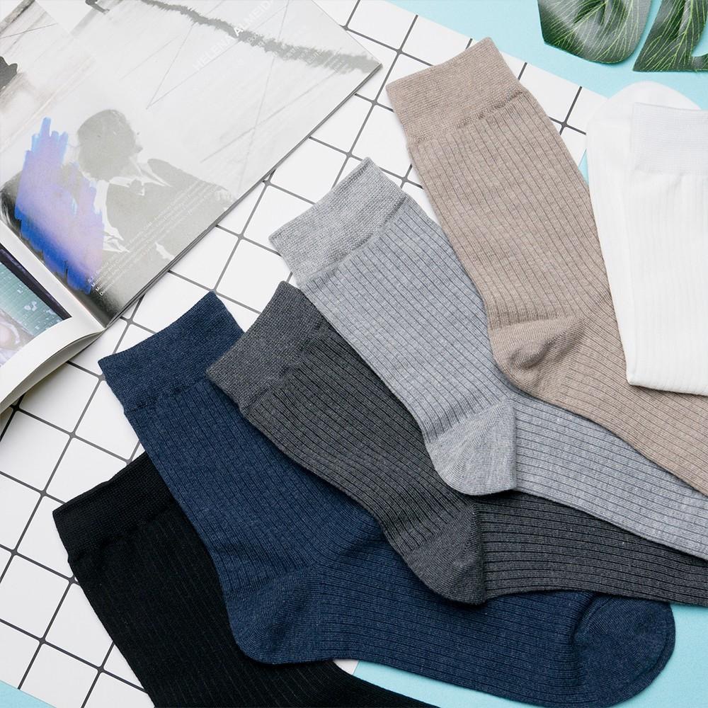 AHUA 韓國襪子 純色條紋中筒襪 男襪 K0487 男生襪子 男生長襪 紳士襪 純棉襪 素色襪子 白襪 阿華有事嗎-細節圖4