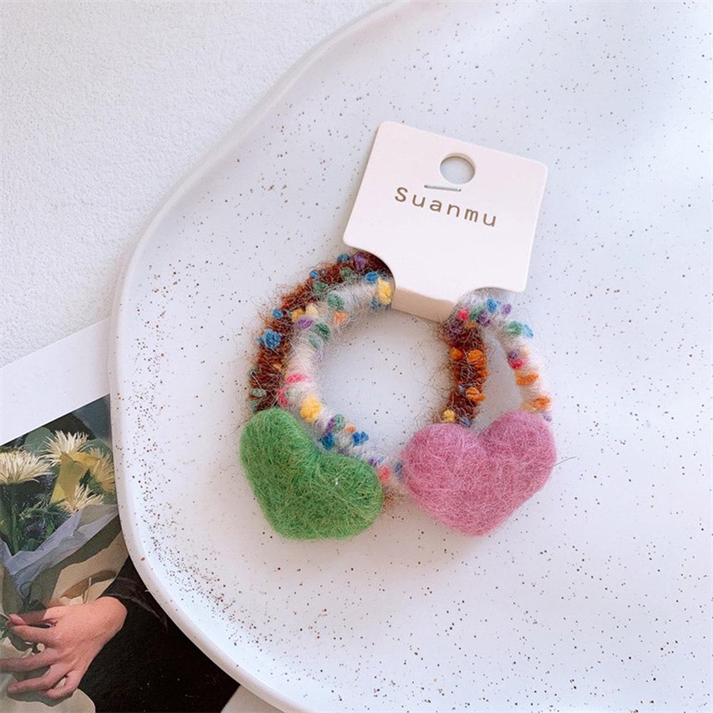 AHUA  兒童羊毛氈彩色愛心髮圈 TT0045 兒童髮飾 造型髮夾 親子穿搭 阿華有事嗎-細節圖3