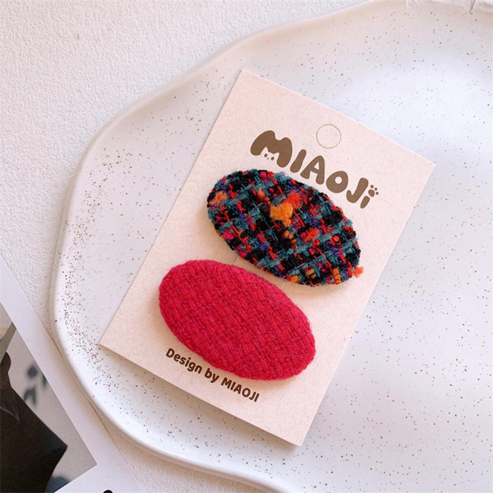 AHUA阿華有事嗎  童毛呢橢圓BB髮夾2入組 TT0027 可愛 日系 髮夾 兒童髮飾-細節圖3