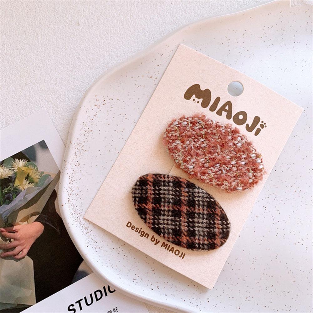 AHUA阿華有事嗎  童毛呢橢圓BB髮夾2入組 TT0027 可愛 日系 髮夾 兒童髮飾-細節圖8