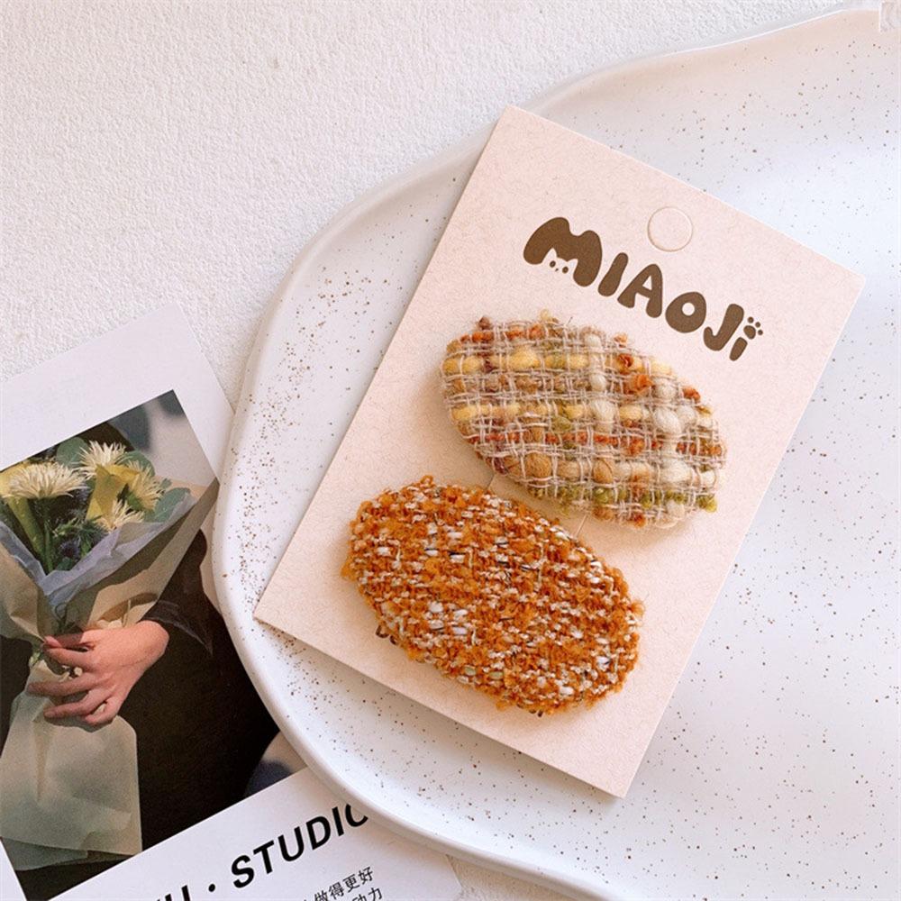 AHUA阿華有事嗎  童毛呢橢圓BB髮夾2入組 TT0027 可愛 日系 髮夾 兒童髮飾-細節圖9