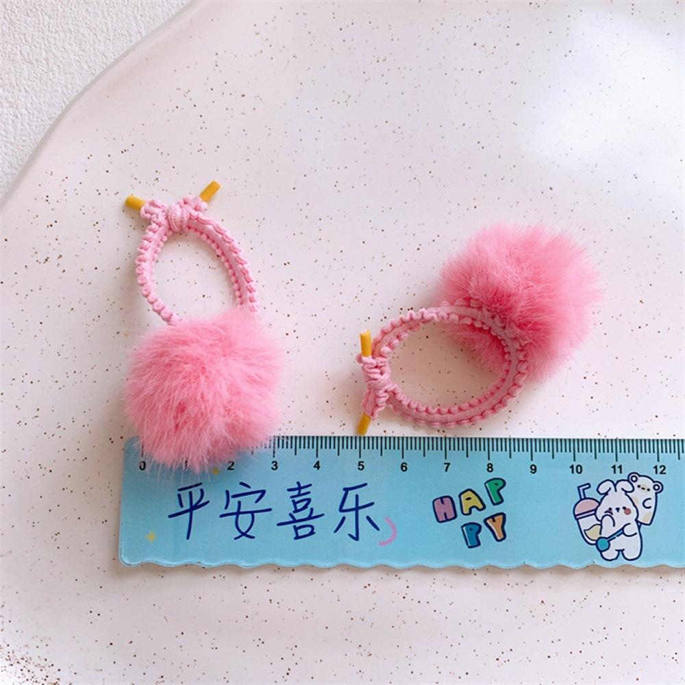 AHUA阿華有事嗎  童可愛彩色毛毛球髮圈2入組 TT0024 可愛 絨毛 日系 繽紛 兒童髮圈-細節圖3