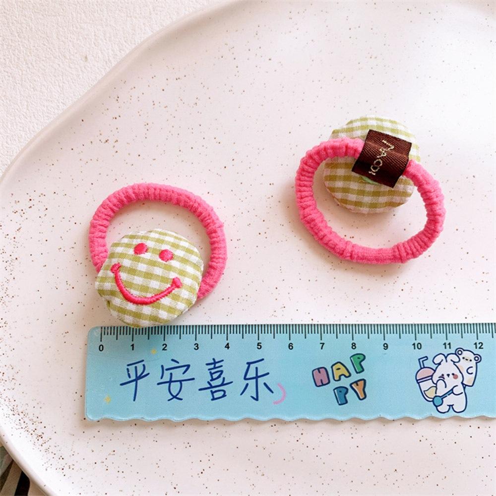 AHUA阿華有事嗎 童布面格子撞色大笑臉髮圈2入組 TT0091 可愛 兒童髮飾 造型髮圈-細節圖9