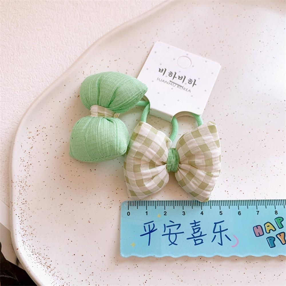 AHUA阿華有事嗎 童糖果色布面格子大蝴蝶結髮圈2入組 TT0090 可愛 兒童髮飾 造型髮圈-細節圖9