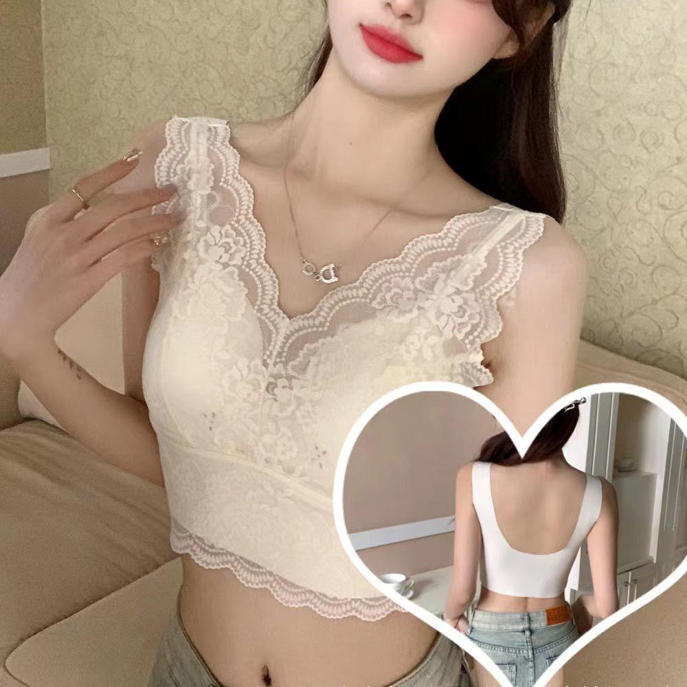 AHUA 阿華有事嗎 法式蕾絲花朵印花性感背心 I0083 韓系內著 可愛  BRA TOP 內衣 小可愛-細節圖5