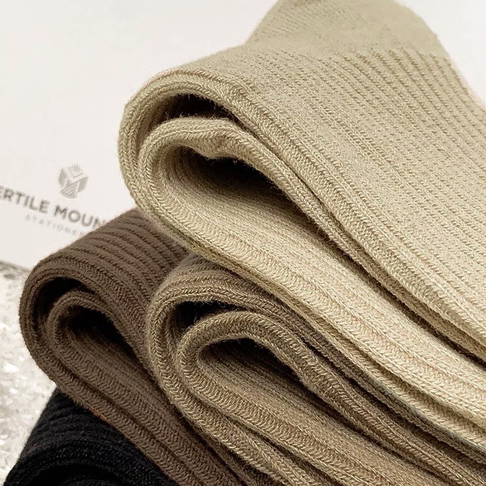 AHUA 超百搭！奶茶色調中筒襪 S0472 大地色系襪子 造型襪  堆堆襪 襪子推薦 純棉襪子 女襪 阿華有事嗎-細節圖5